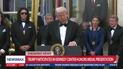 President Donald Trump awards medals to Kennedy Center Honorees.